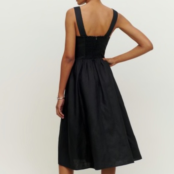 NWT Reformation Tagliatelle Linen Dress Black - Picture 5 of 7